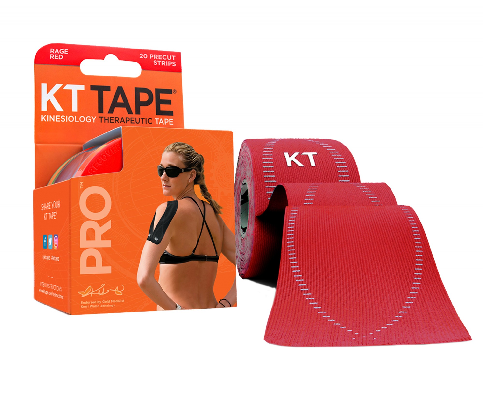 

Кинезио тейп KT TAPE PRO SYNTHETIC PRECUT 5смх5м красный