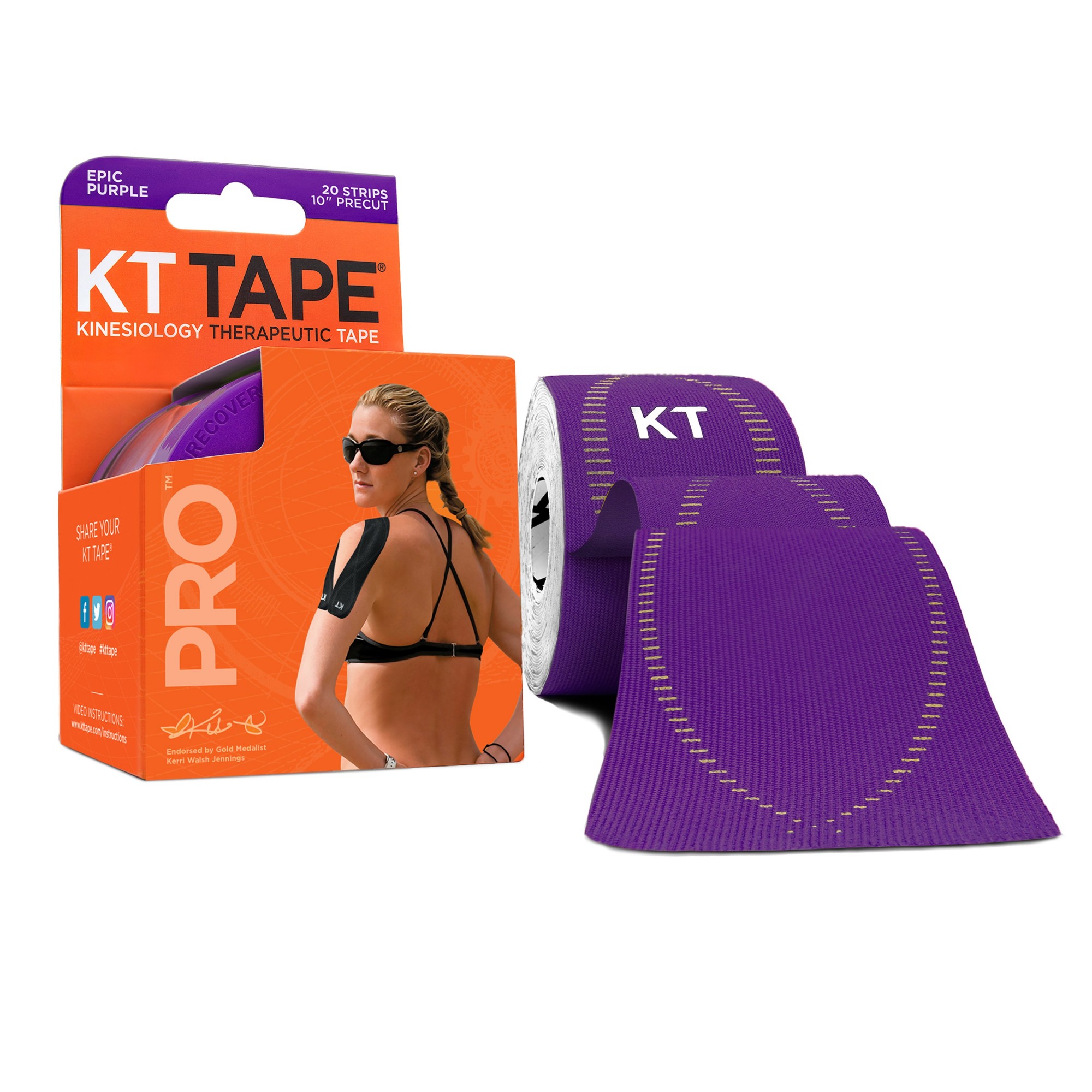 

Кинезио тейп KT TAPE PRO SYNTHETIC PRECUT 5смх5м фиолетовый