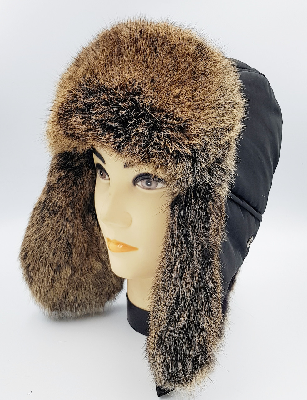 

Зимняя мужская шапка-ушанка Klaus Spartak Классика 56-58 Чёрно- Рыжий (02)