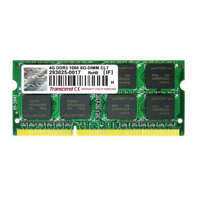 

Модуль памяти для ноутбука SoDIMM DDR3 4GB 1066 MHz Transcend (TS4GAP1066S)