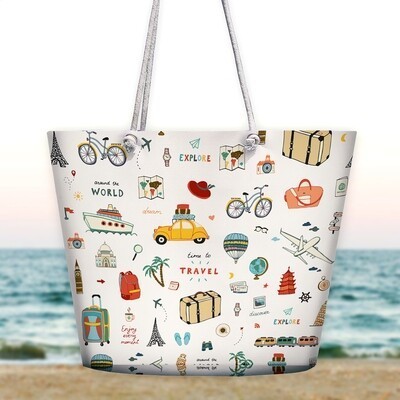 

Сумка пляжная с принтом "Time to travel" Malibu сумка для пляжа с разноцветным принтом и застежкой молнией
