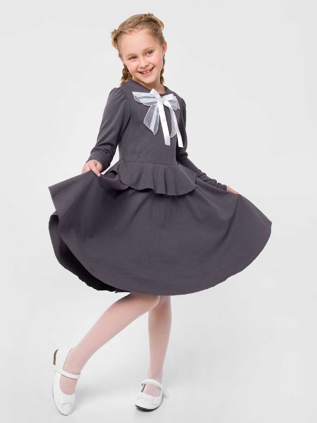 

Платье с длинными рукавами Smil 120260 ШФ 116 см Серое (4824039229401)