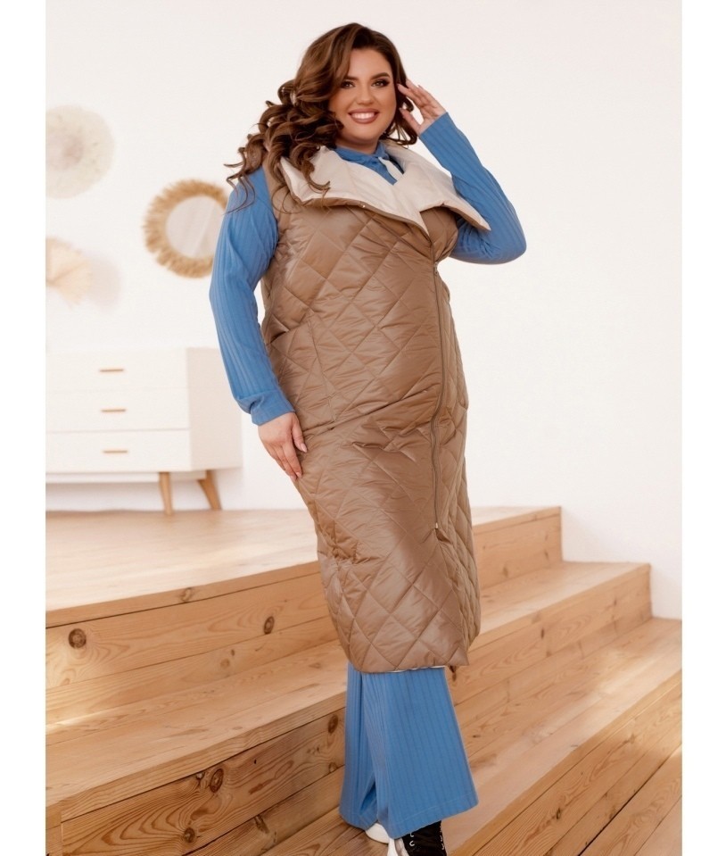 

Жилет длинный Fashion АЕ-5720 Бежевый р.56-58 015044