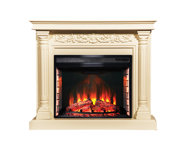 

Пристенный каминокомплект Fireplace Пикассо Бежевый с эффектом живого пламени со звуком и обогревом