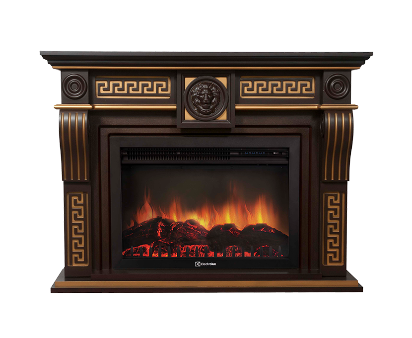 

Классический камин Fireplace Пауль Темный дуб + Патина с эффектом живого огня со звуком и обогревом