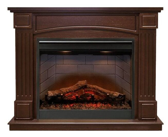 

Классический каминокомплект Fireplace Боливия Темный дуб эффект живого огня со звуком и обогревом