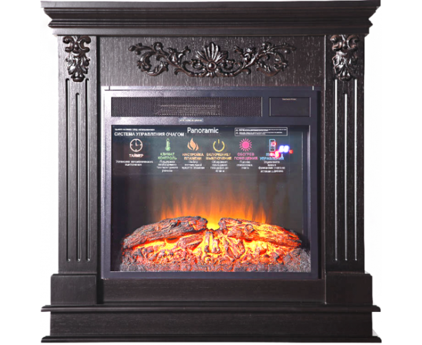 

Классический каминокомплект Fireplace Дарлинг Венге с эффектом живого огня со звуком и обогревом
