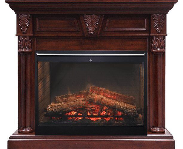 

Классический каминокомплект Fireplace Рубенс Темная вишня эффект живого огня со звуком и обогревом
