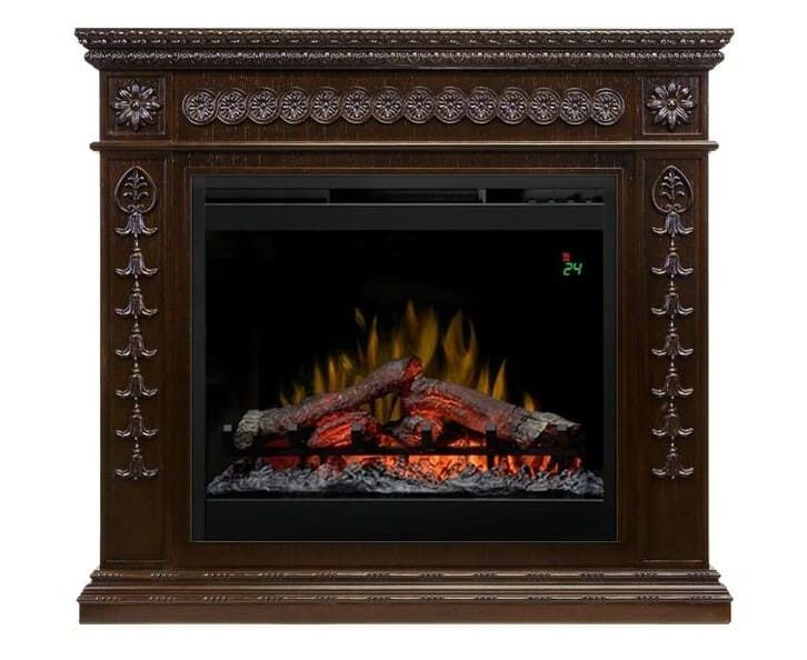 

Фронтальный каминокомплект Fireplace Ван Рейн Темный дуб эффект живого пламени со звуком и обогревом