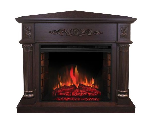 

Угловой каминокомплект Fireplace Лувр Античный дуб эффект живого пламени со звуком и обогревом
