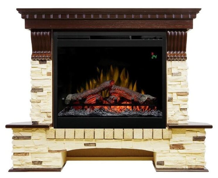 

Угловой каминокомплект Fireplace Санти Темный дуб с эффектом пламени со звуком и обогревом