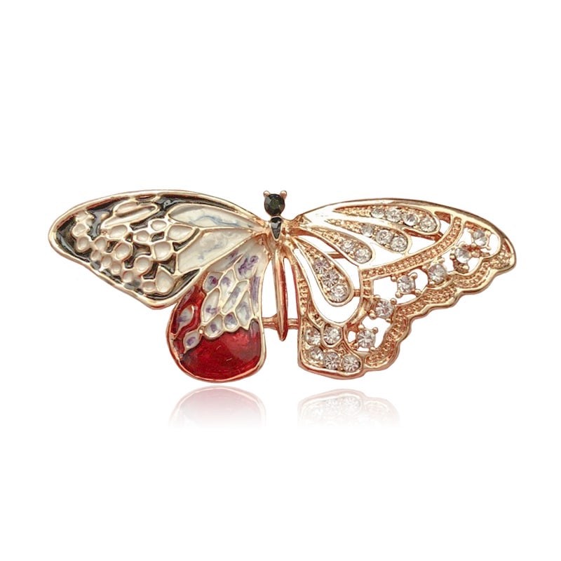 

Брошь женская BROCHE бижутерия с эмалью Насекомые Бабочка красная BRBF111855