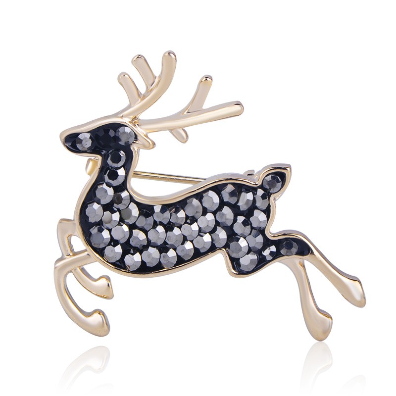 

Брошь унисекс BROCHE бижутерия с кристаллами Животные Олень чёрная BRSF111943