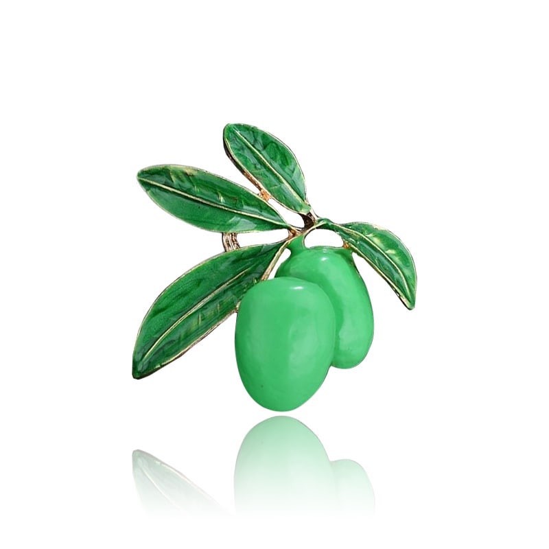 

Брошь-кулон женская BROCHE бижутерия с эмалью Оливки зелёная BRBF112229