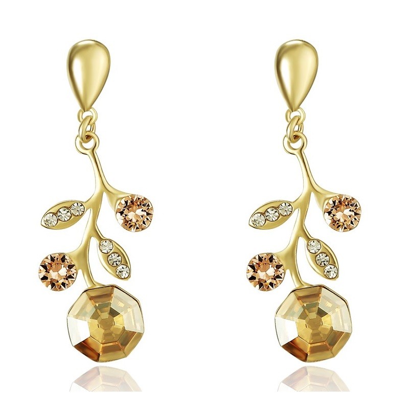 

Женские серьги VELI бижутерия с кристаллами Swarovski Регина жёлтые 158273