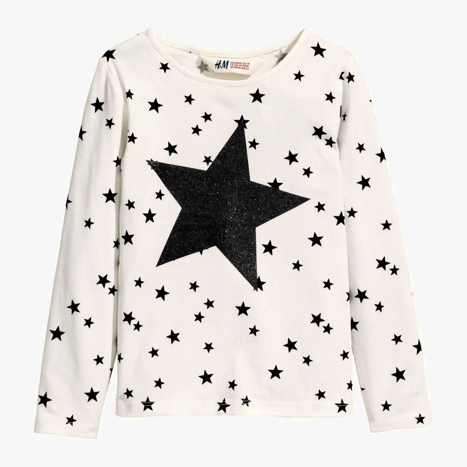 

Футболка с длинными рукавами H&M 1190413 122-128 см Белый