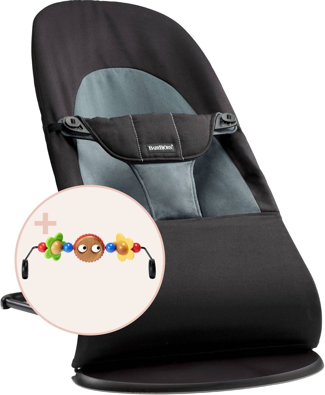 

Кресло-качалка BabyBjorn Balance Soft с игрушкой Black/Dark Grey, 7317686050018