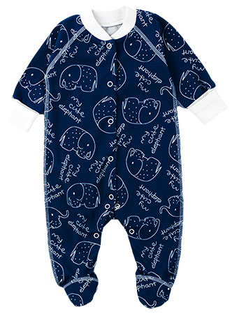 

Комбинезон (человечек) для мальчика BABY CITY 1333-1/2 62 см синий с белым