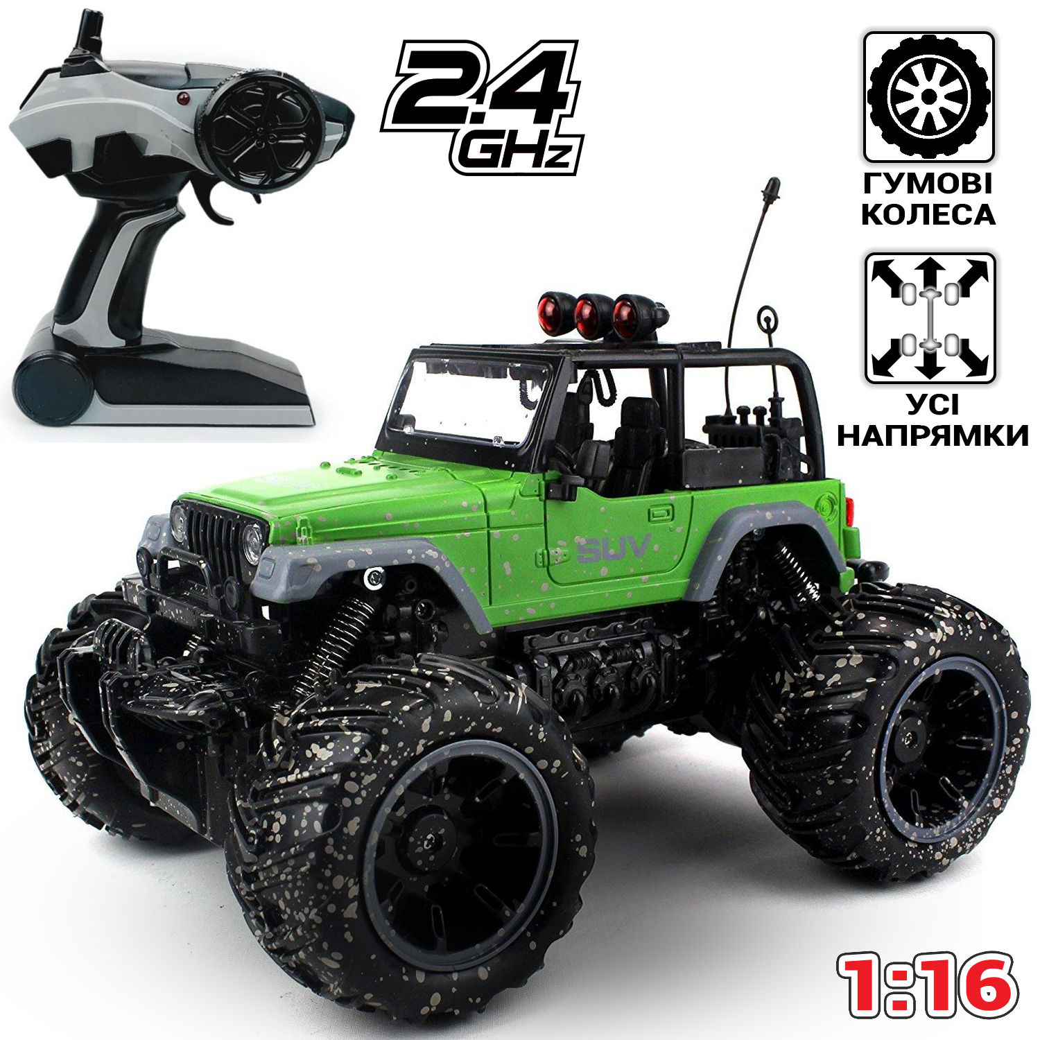 

Машинка на радиоуправлении внедорожник CRAZON RC Drives Mud off Road 4х4 аккумуляторная с большими прорезиненными колесами Зелёная