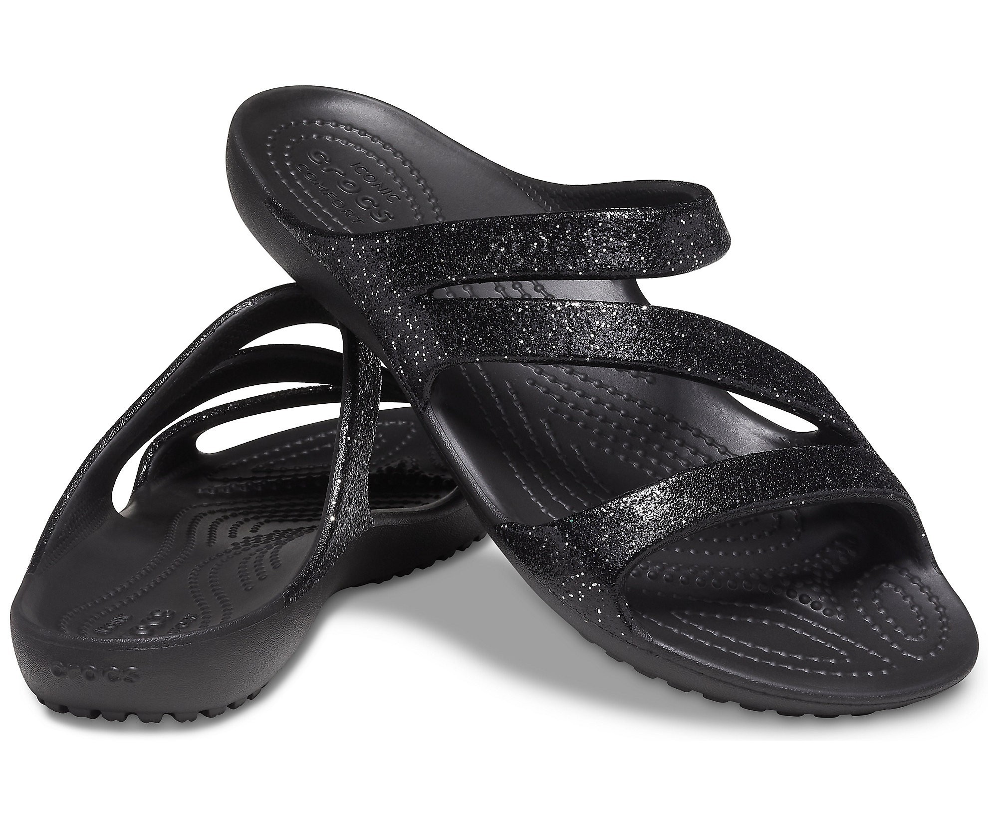 

Шлепанцы с блестками Crocs Kadee II Glitter, W10, черные с блестками, 40-41