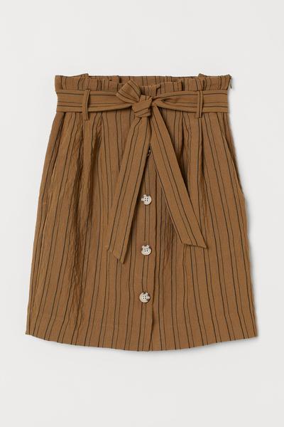 

Юбка с талией в складку H&M  (170/80А) Коричневый/Черная полоска, Юбка с талией в складку H&M 42 (170/80А) Коричневый/Черная полоска