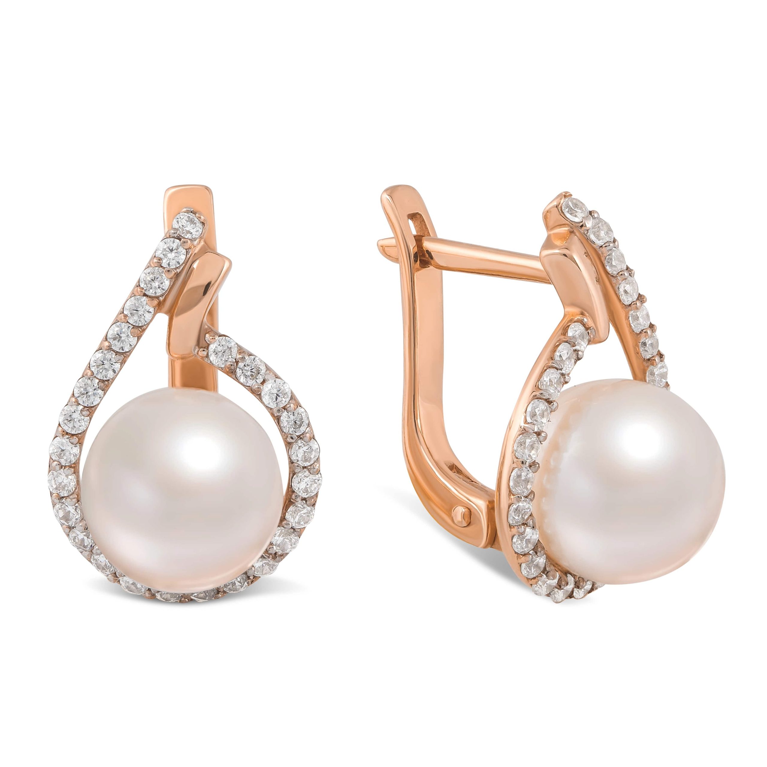 

Серьги из красного золота с жемчугом и фианитами КАМЕЯ 24800811.173.2191016101