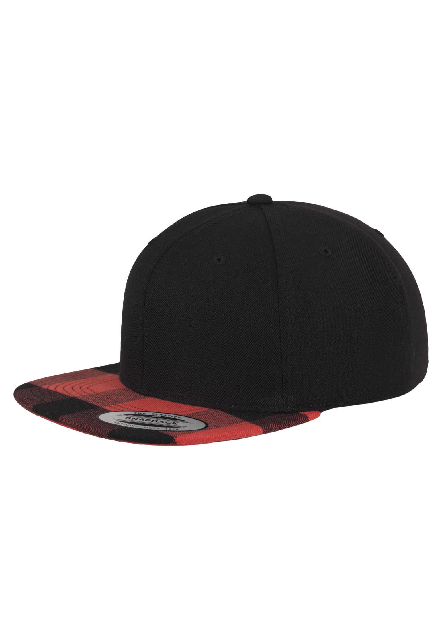 

Кепка Snapback Yupoong с клетчатым красно-черным козырьком One Size