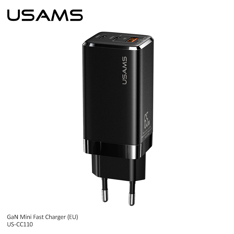 

Сетевое зарядное устройство USAMS GaN Mini Fast Charger US-CC110 |1USB/2Type-C,QC/PD, 65W, 5A|