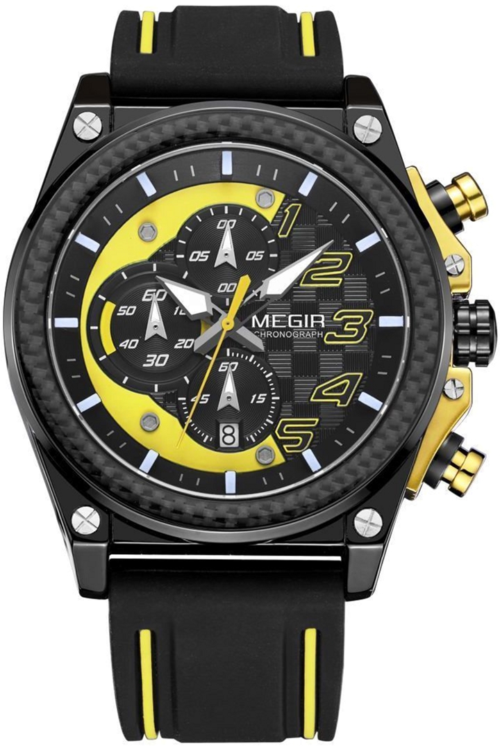 

Мужские часы Megir Black Yellow Black MG2051 (MN2051G-BK-1-N13)