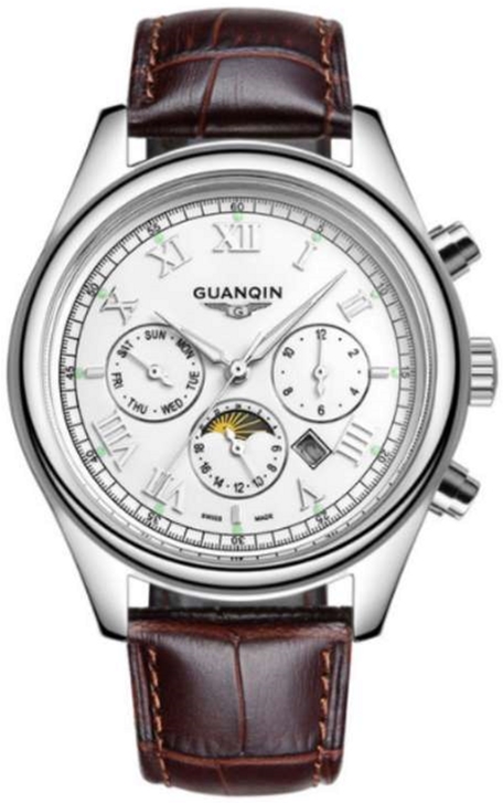 

Мужские часы Guanqin Silver-White-Brown GQ12001-2A CL (GQ12001-2ASWBr)