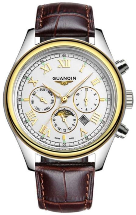 

Мужские часы Guanqin Gold-White-Brown GQ12001-2A CL (GQ12001-2AGWBr)