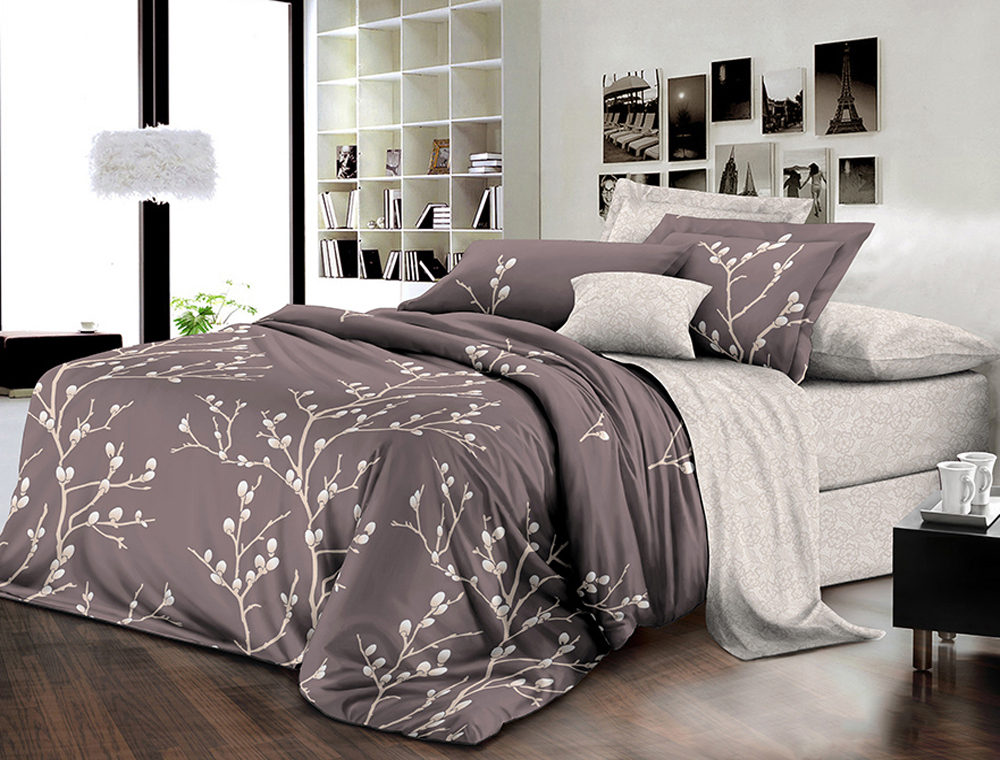 

Полуторный набор постельного белья 150*220 из Ранфорса №181718AB Черешенка