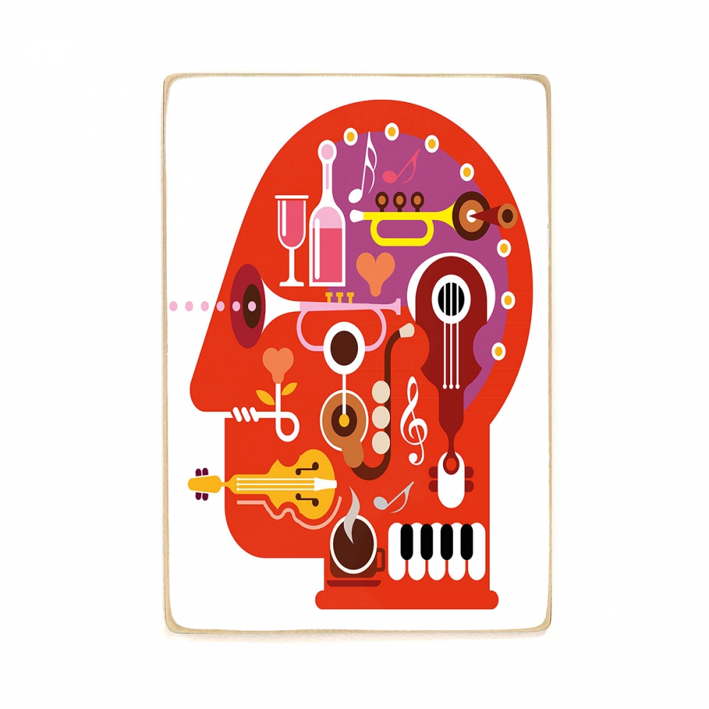 

Деревянный постер Музыка Abstract Music Head А1