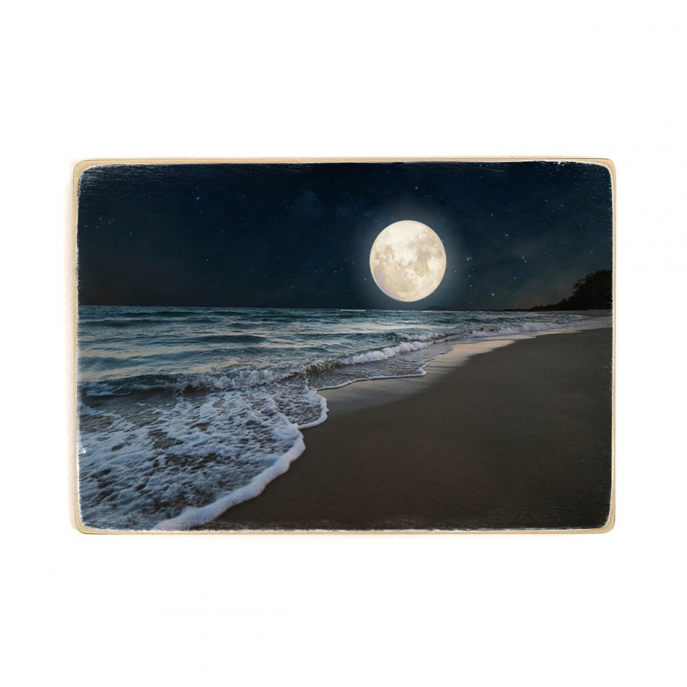 

Деревянный постер Природа Romantic Beach And Full Moon А1