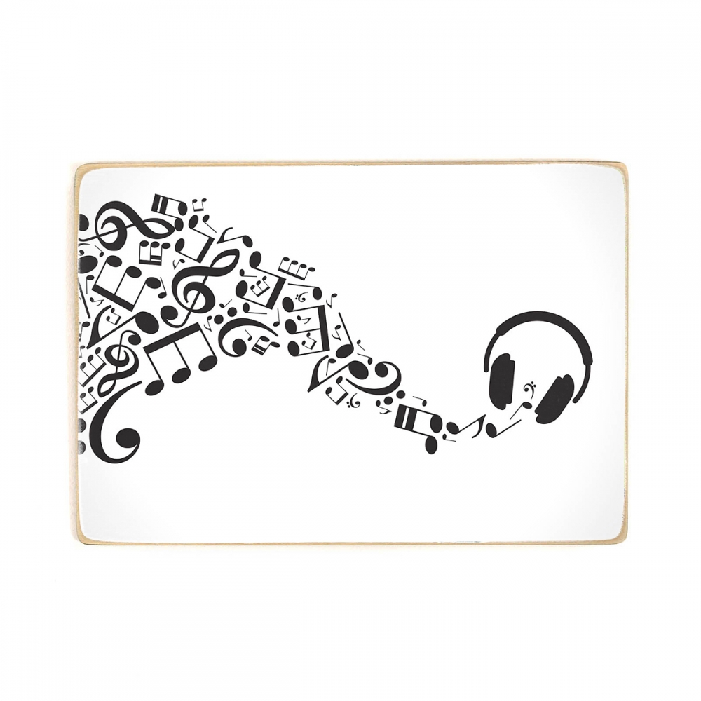 

Деревянный постер Музыка Headphones And Musical Notes А2