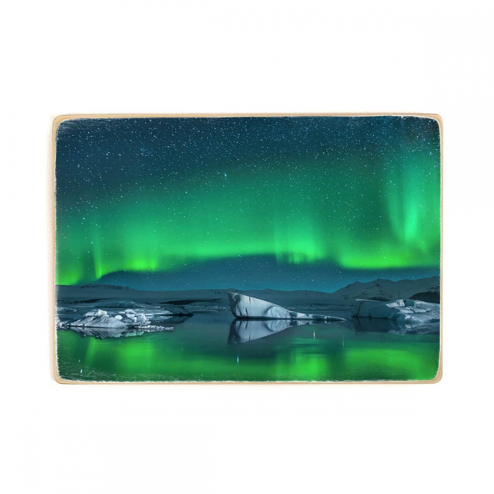 

Деревянный постер Природа Icebergs Under The Northern Lights А1