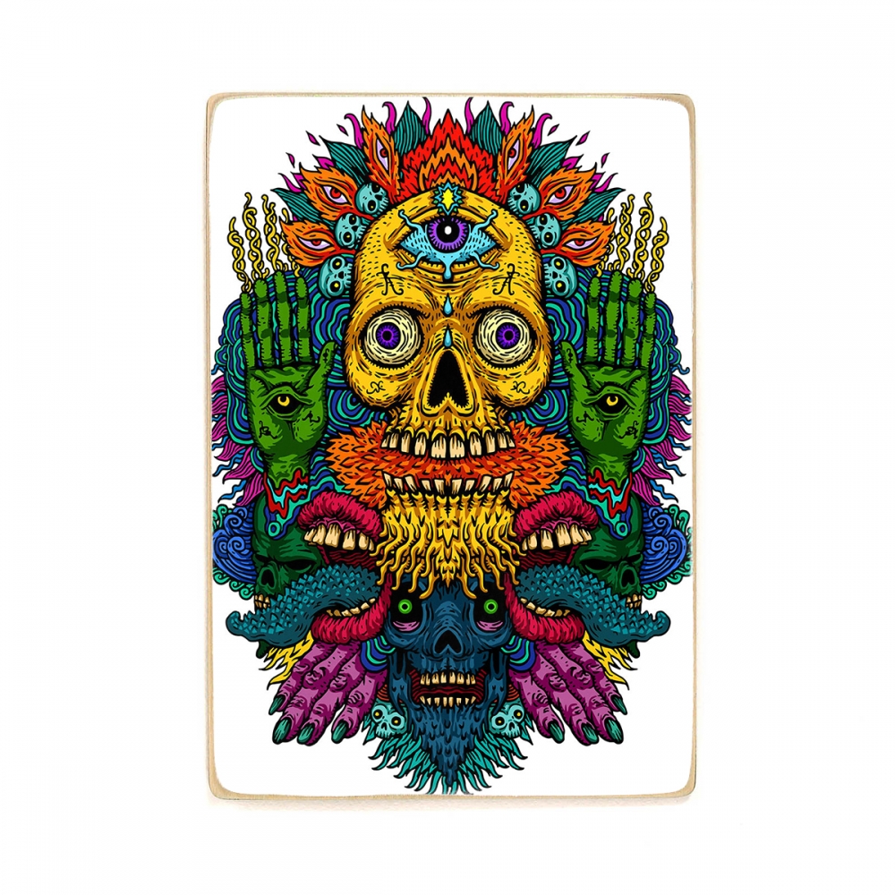 

Деревянный постер Psy Art Psychedelic Skull With Third Eye А2
