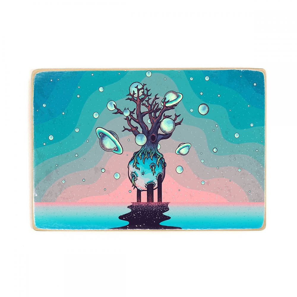 

Деревянный постер Psy Art Mystery Tree On The Moon In Deep Space А1