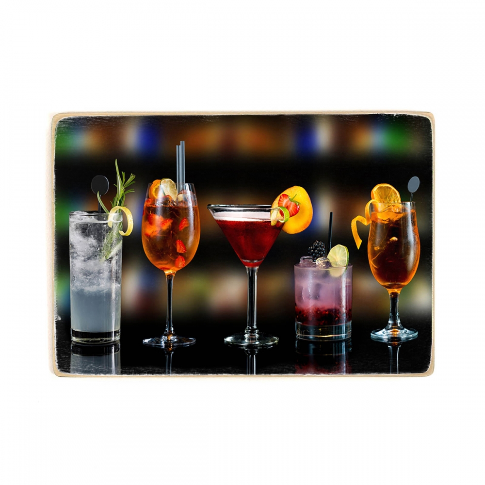 

Деревянный постер Для кухни Выбор коктейлей мартини spritz брамбл джин тоник бар А1