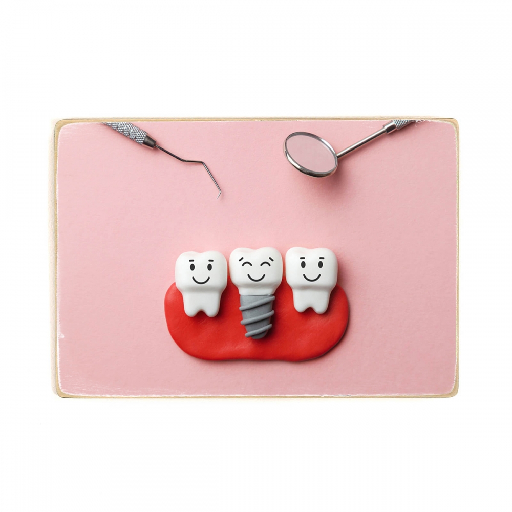 

Деревянный постер Стоматология Healthy White Teeth And Implants А1