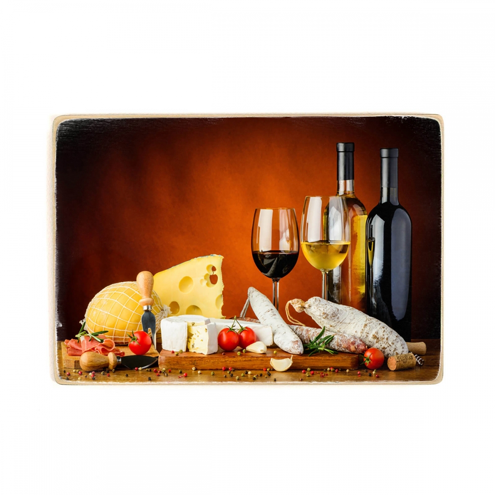 

Деревянный постер Для кухни Wine And Cheese Composition А2