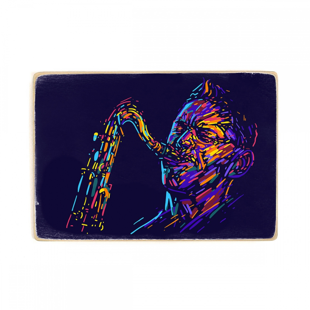 

Деревянный постер Музыка Player Jazz Musician Saxophonist А1