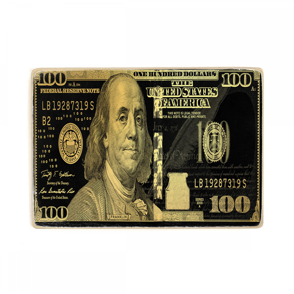 

Деревянный постер Деньги 100$ Gold Black А1
