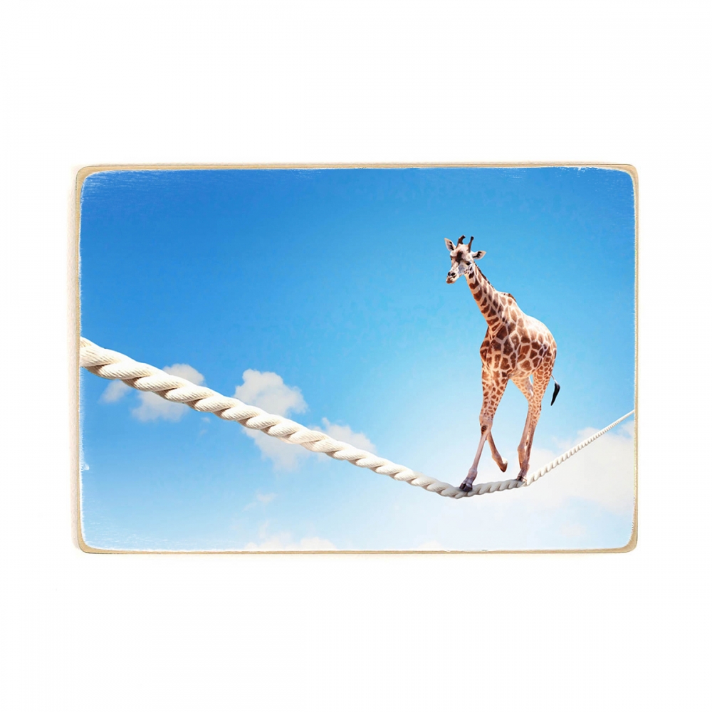 

Деревянный постер Животные Giraffe Walking The Rope А1