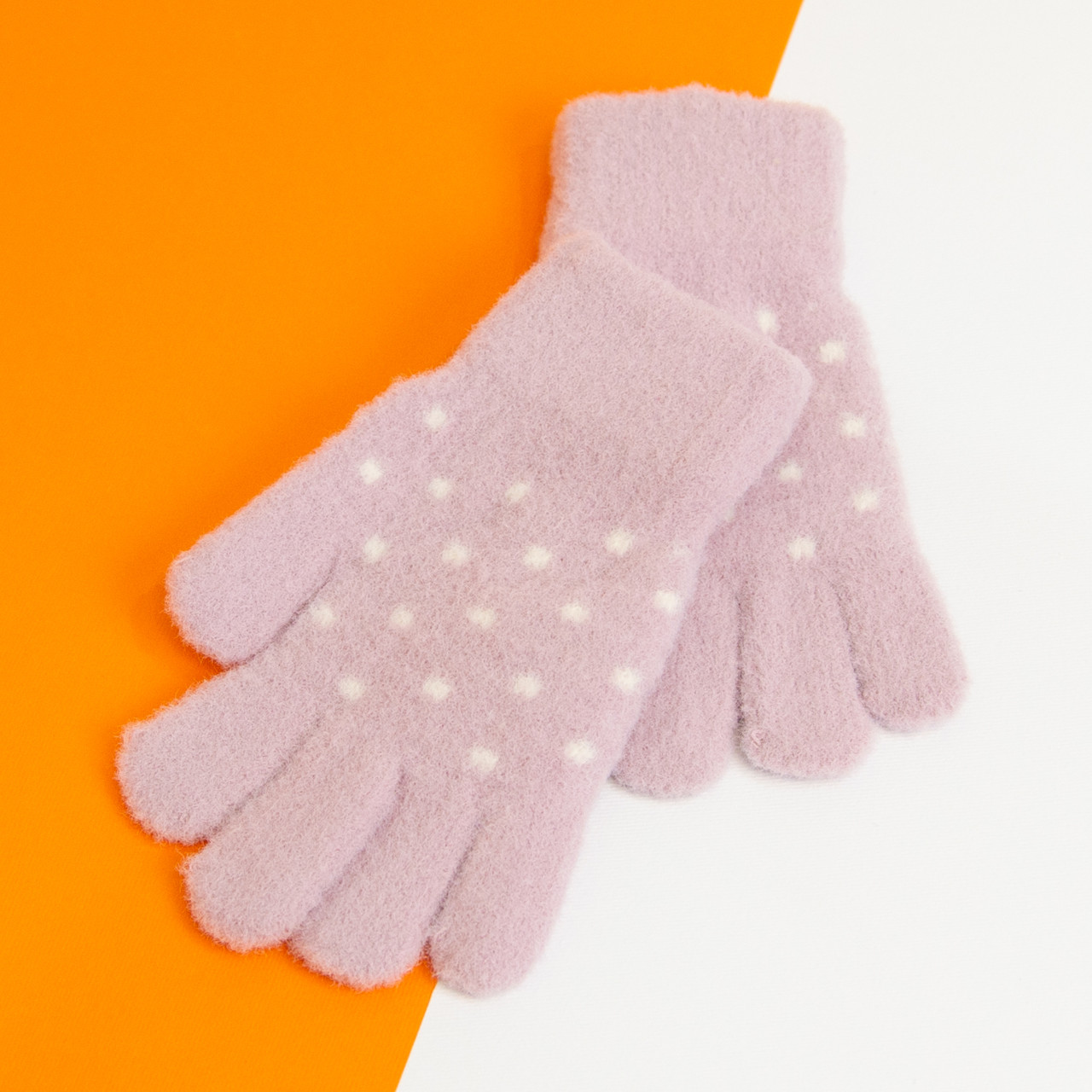 

Перчатки детские на 4 - 5 - 6 лет для девочек в точечку (арт. 20-25-6) сиреневый