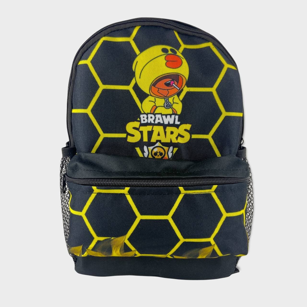 

Детский дошкольный рюкзак Бравл Старс (Brawl Stars) Леон Черный с желтым