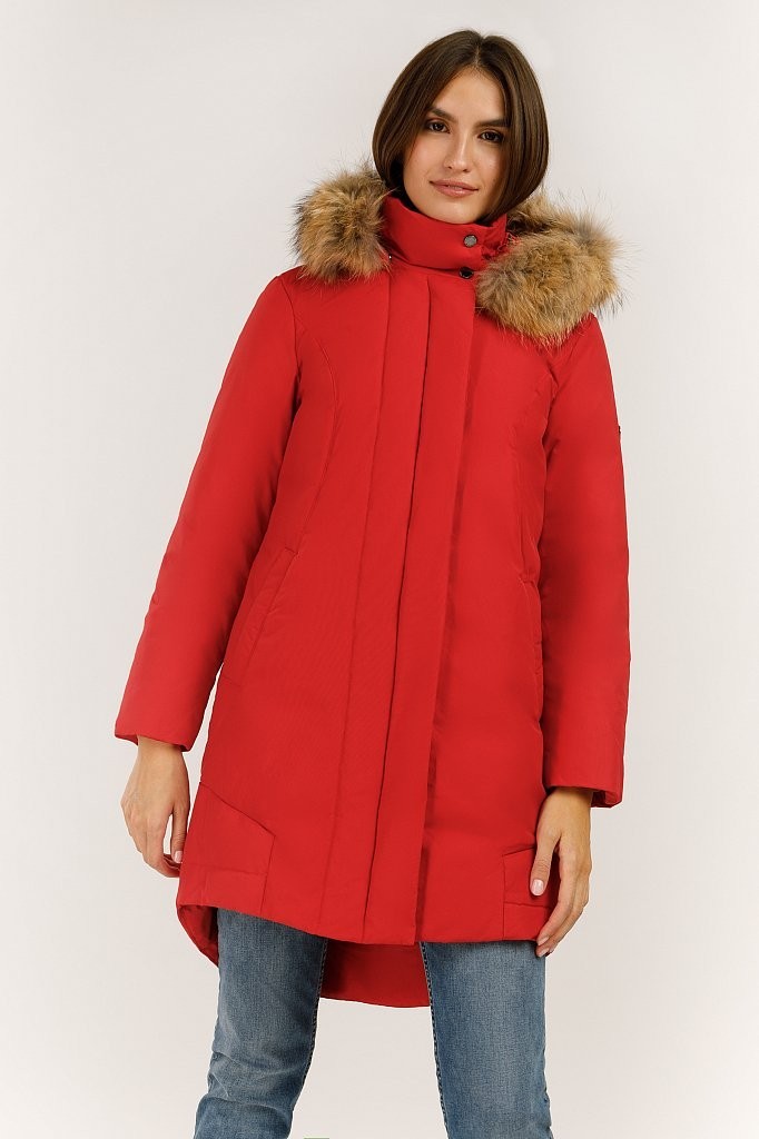 

Женский пуховик с меховой опушкой Finn Flare 10912046A-300 XXL Красный