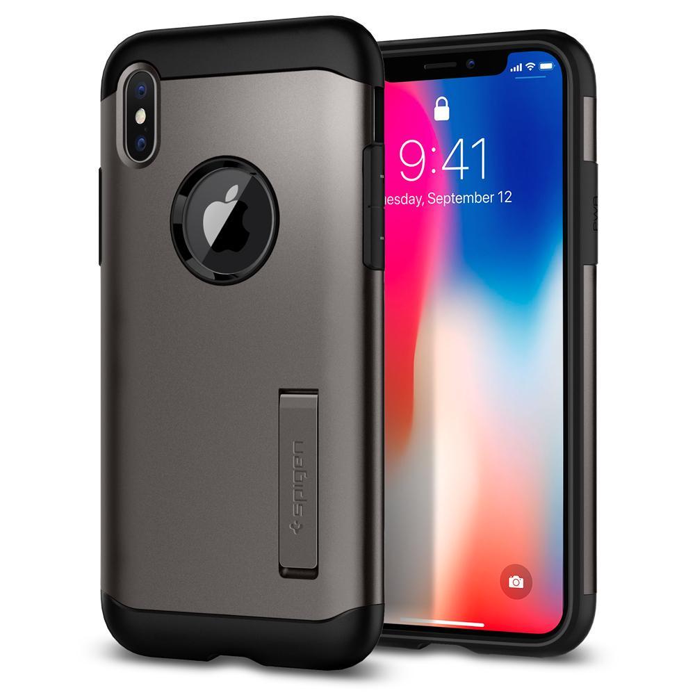 

Чехол Spigen для iPhone X Slim Armor, Gunmetal