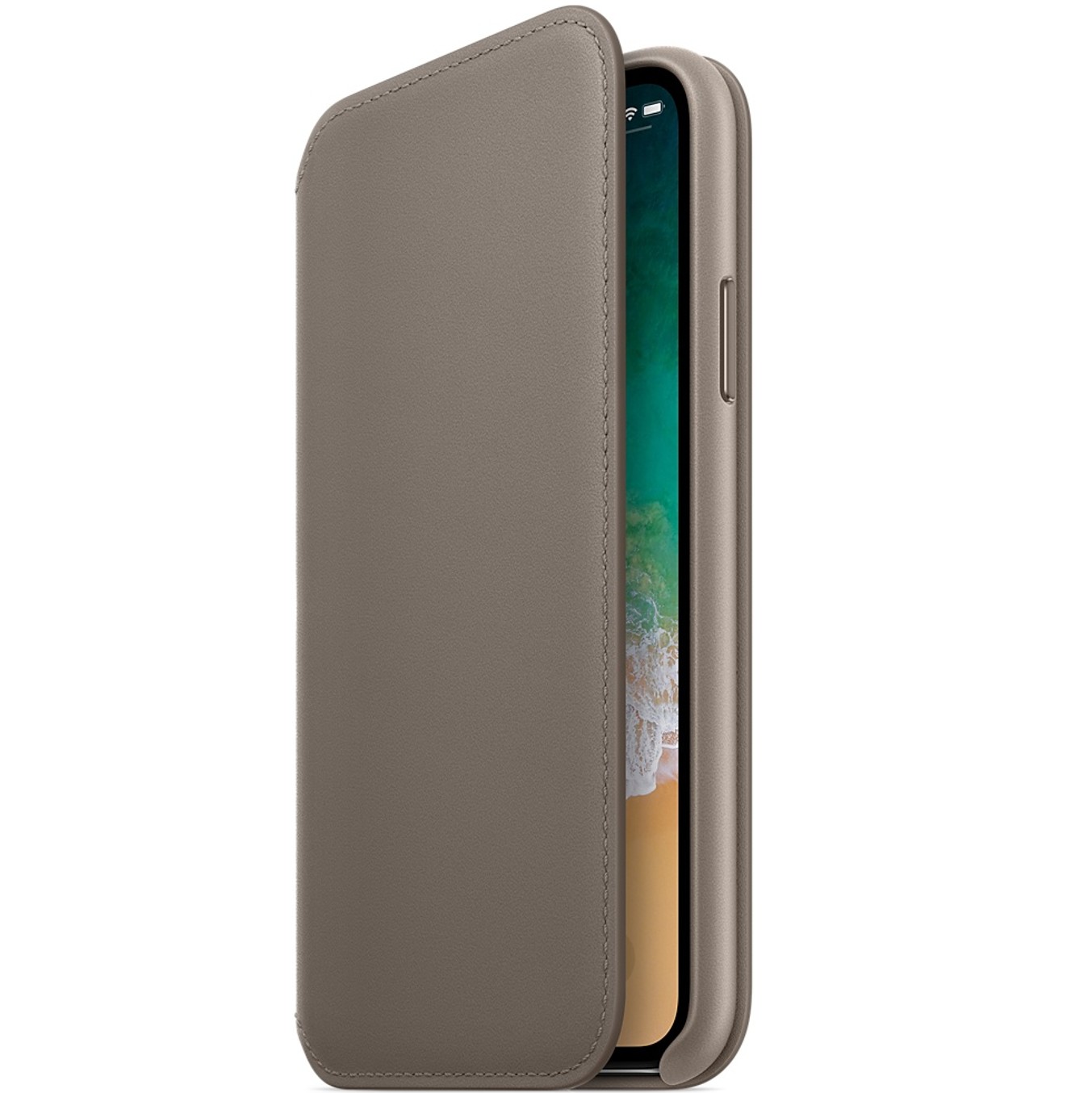 

​Кожаный чехол книжка Leather Folio Apple Iphone X 5.8" MQRY2ZM/A Taupe
