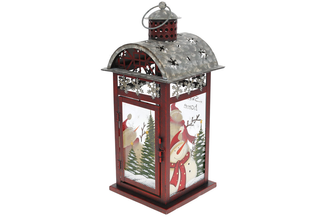 

Декоративный фонарь подсвечник Домик 41см серый с красным BonaDi 808-040